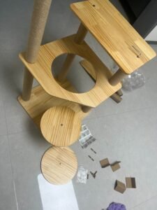 Stable wooden cat tree structure