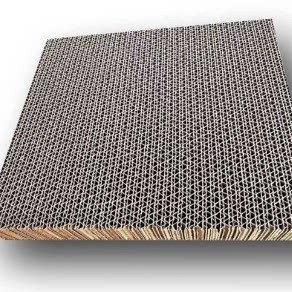 Close-up of a corrugated cardboard scratching board